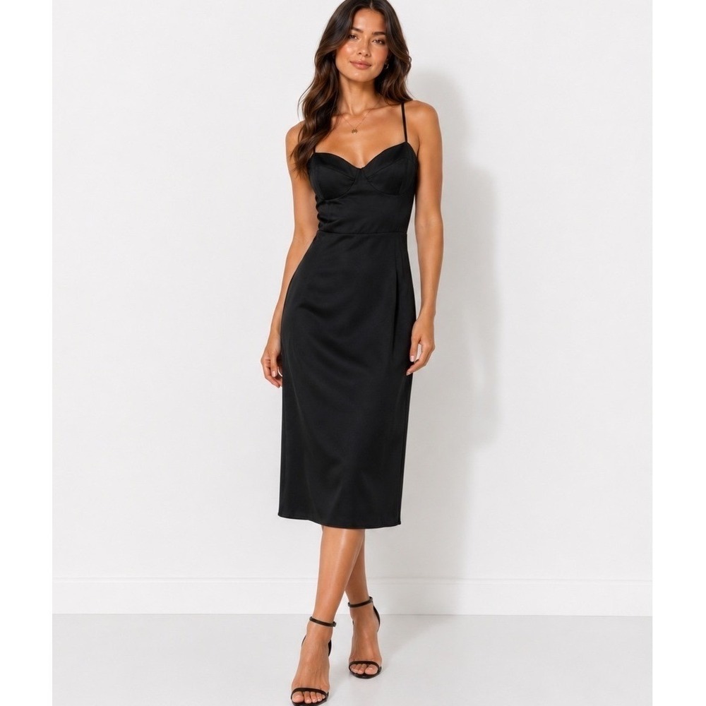 Wilfred Black Glaze Satin Dress Size 10